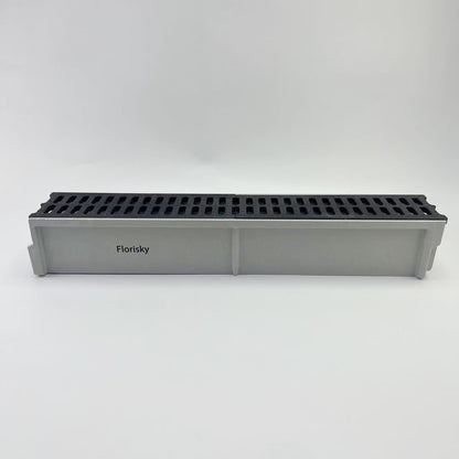 Florisky  drain bases and grates,Drainage Trench Set Channel Drain With Grate ,Gray Plastic Plastic