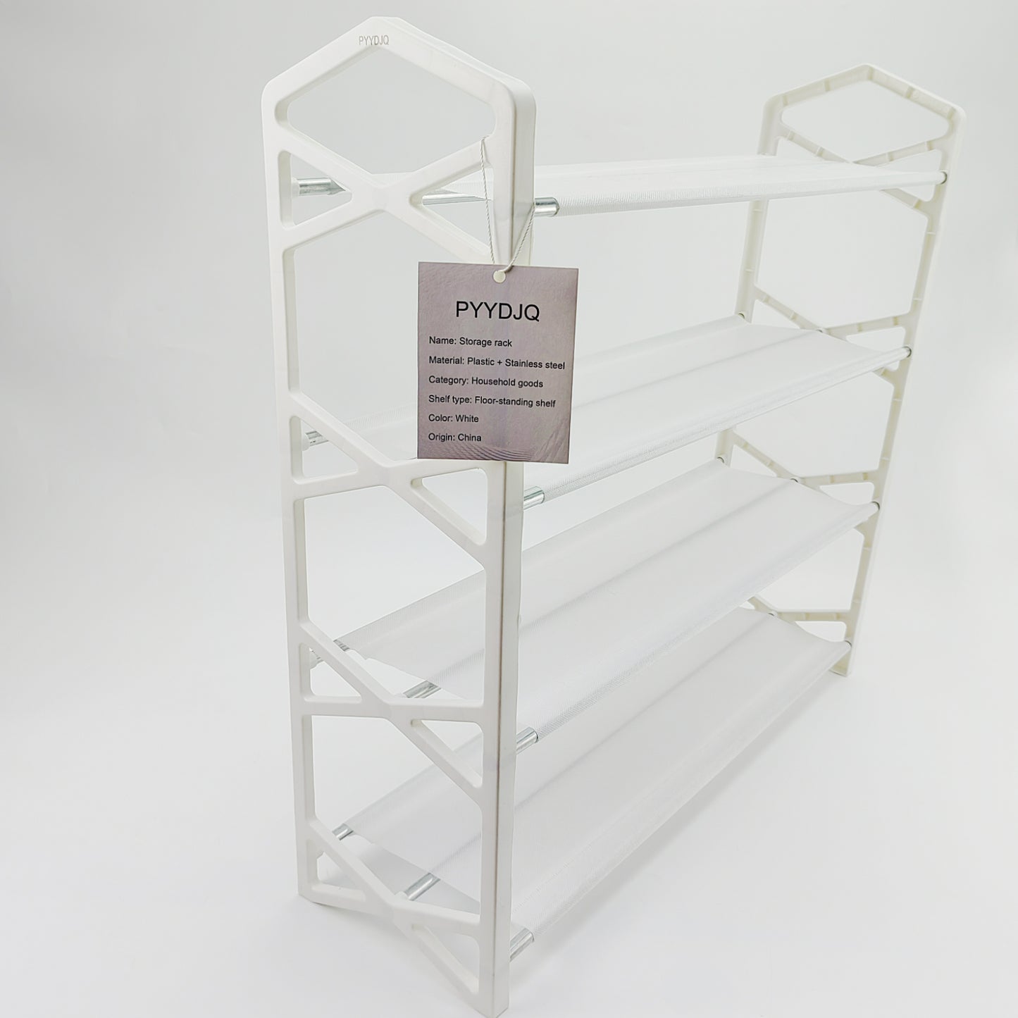 PYYDJQ   Storage racks,Shoe Rack, Non-Woven Shoe Rack Shelf, Shoe Organizer for Closet, Entryway, Garage & Corridor, Stackable Shoe Shelves, 4 Tier