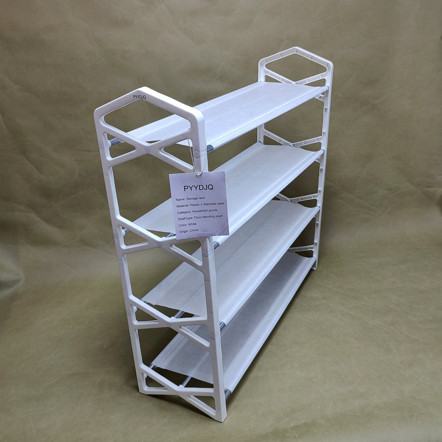 PYYDJQ   Storage racks,Shoe Rack, Non-Woven Shoe Rack Shelf, Shoe Organizer for Closet, Entryway, Garage & Corridor, Stackable Shoe Shelves, 4 Tier