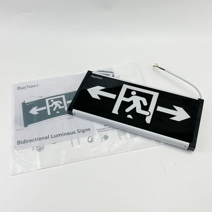 IbayNawi   Luminous signs,Safety Sign,Photoluminescent Exit Sign Black,Framed Flat Wall Mount