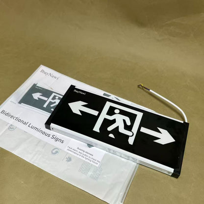 IbayNawi   Luminous signs,Safety Sign,Photoluminescent Exit Sign Black,Framed Flat Wall Mount