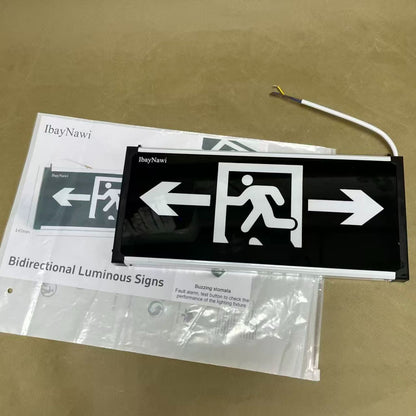 IbayNawi   Luminous signs,Safety Sign,Photoluminescent Exit Sign Black,Framed Flat Wall Mount