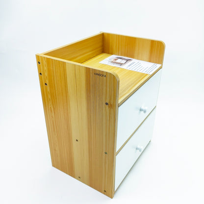 VANSOFA Bedroom furniture, Nightstand 2-Drawer Night Stand Solid Wood End Table Easy to Install Side Table for Bedroom Living Room