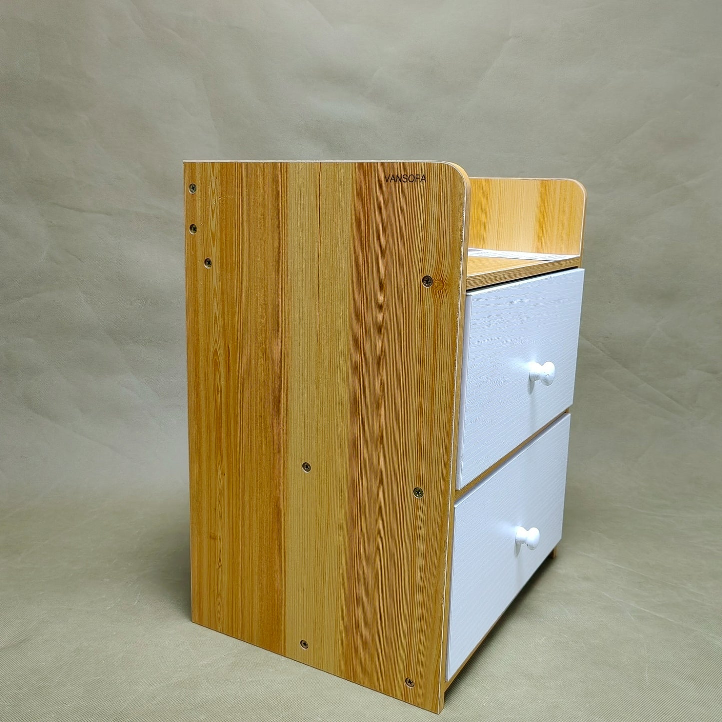 VANSOFA Bedroom furniture, Nightstand 2-Drawer Night Stand Solid Wood End Table Easy to Install Side Table for Bedroom Living Room