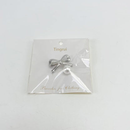 Tingrui   Brooches for clothing,Bow Brooches and Pins for Women Decorations, Bow Silver Brooch Pins