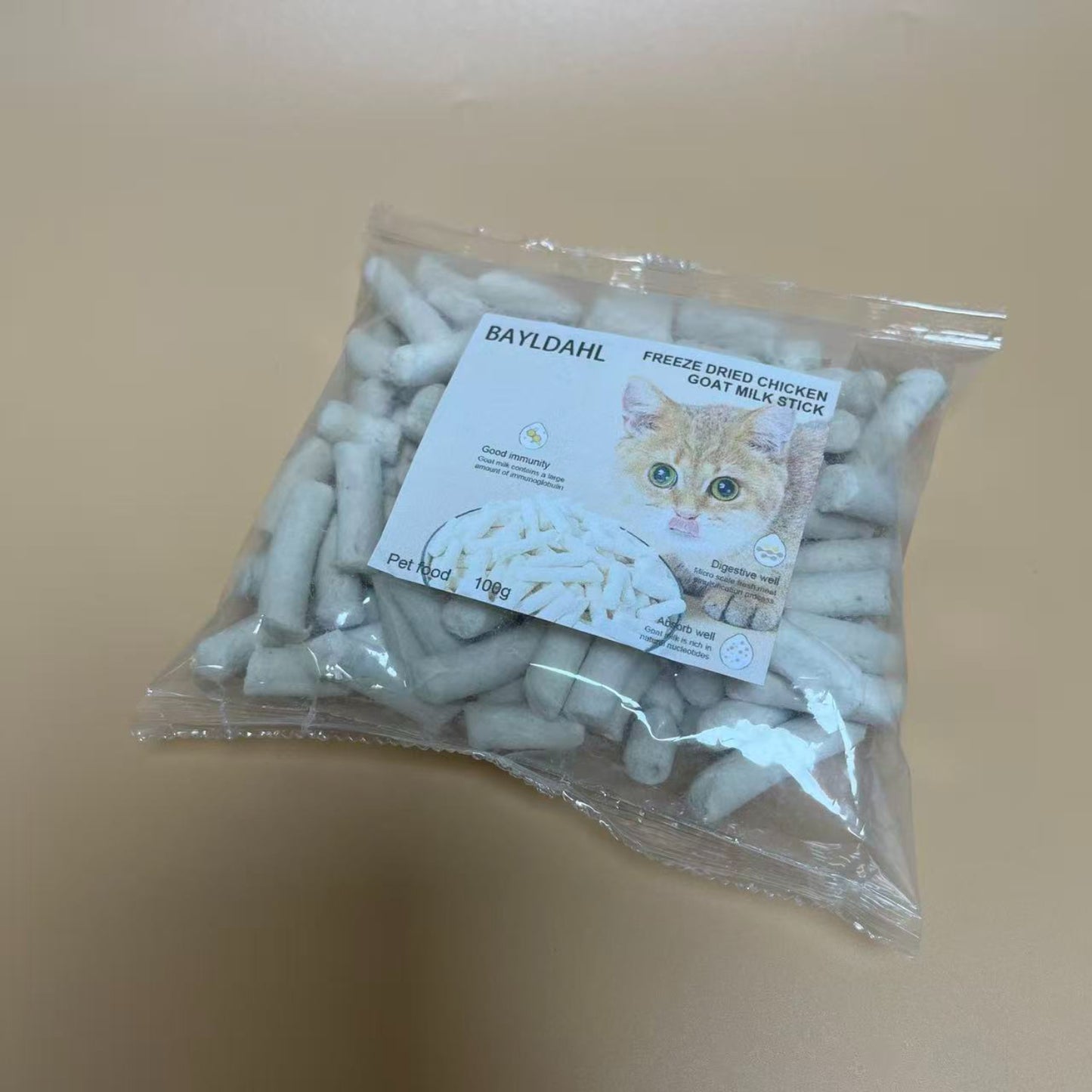 BAYLDAHL  Pet food,Freeze Dried Chicken & Goat Milk Dental Treats, High-Protein Chews for Kittens and Cats