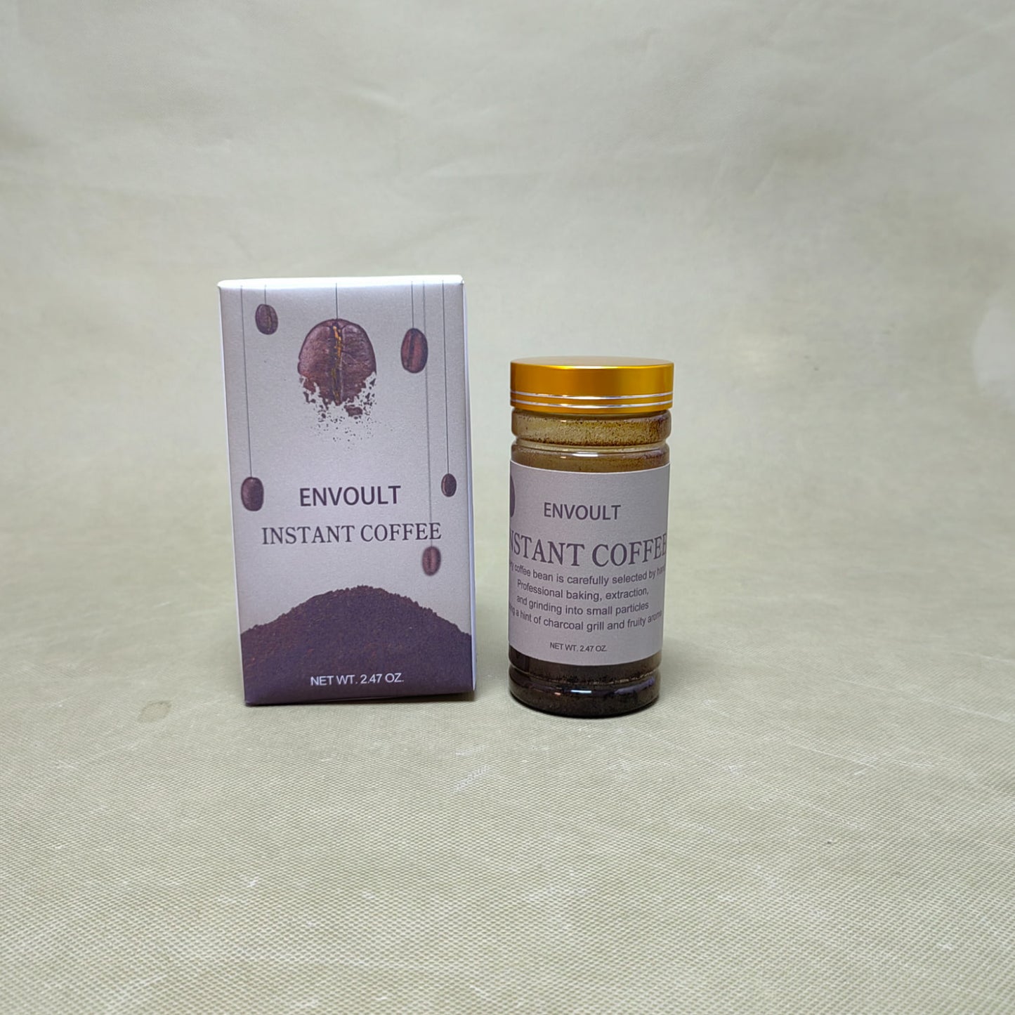 ENVOULT Instant Coffee, Hand-Selected Beans, Charcoal Grill and Fruity Aroma, 2.47 oz