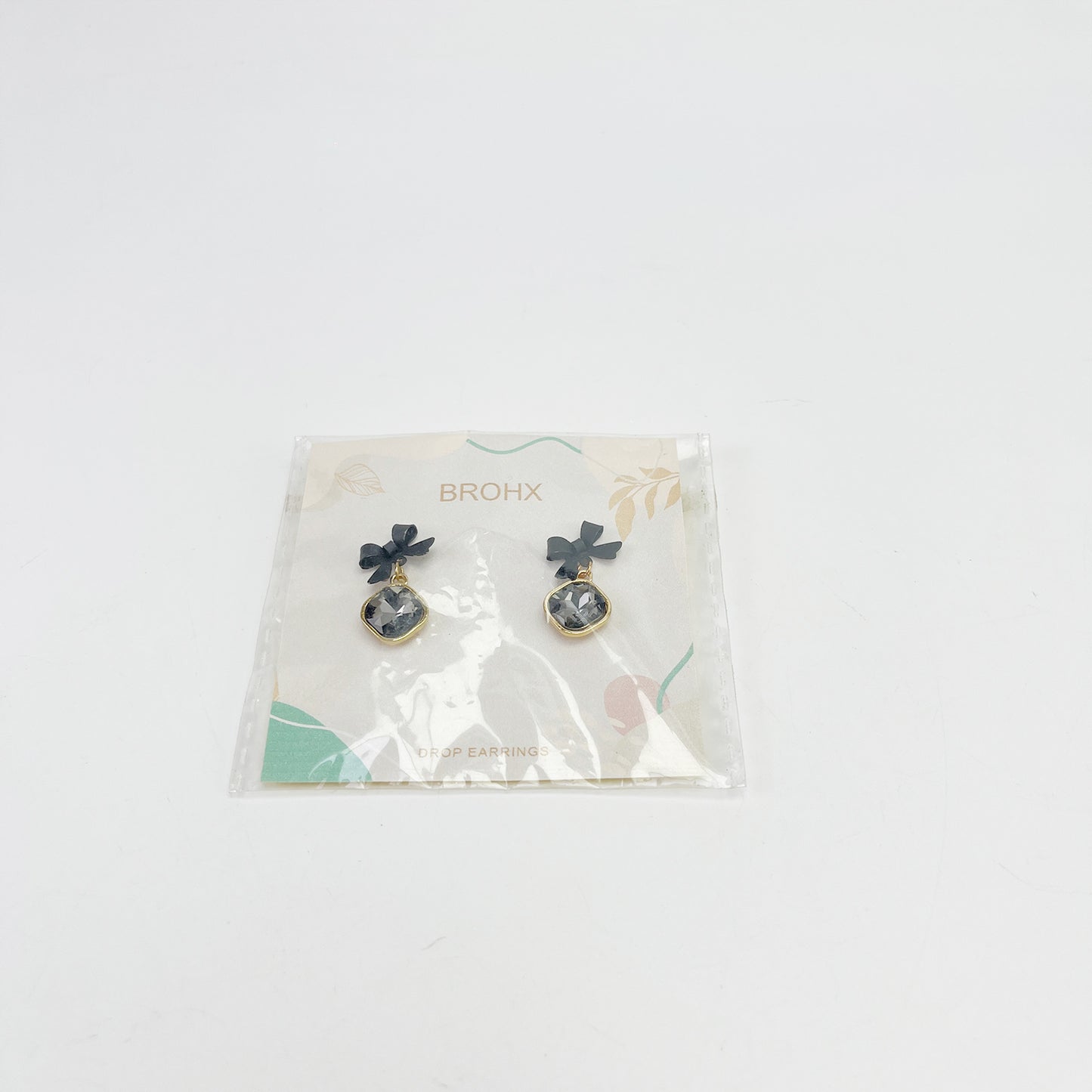 BROHX   Drop earrings, Women's Dainty Black Bow Crystal Dangle Earrings, Black Cubic Zirconia Bow Tie Ribbon Drop Earrings