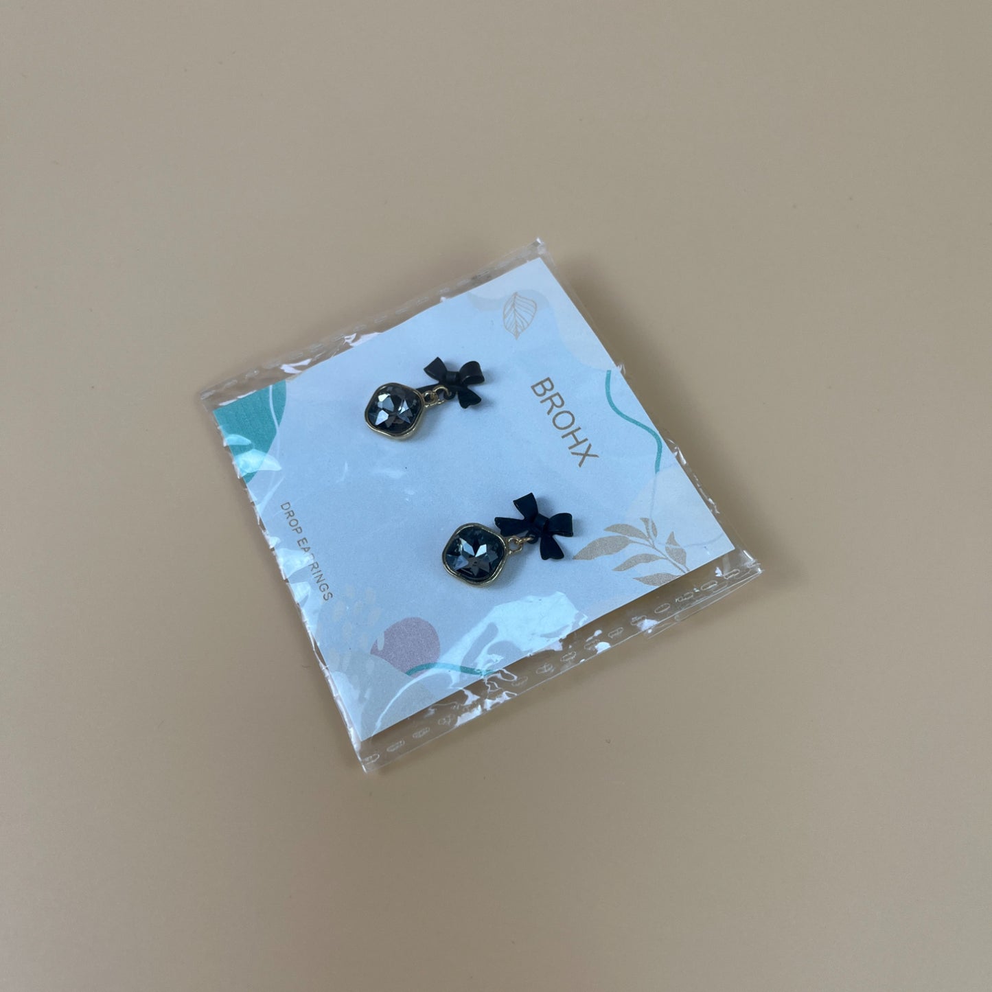 BROHX   Drop earrings, Women's Dainty Black Bow Crystal Dangle Earrings, Black Cubic Zirconia Bow Tie Ribbon Drop Earrings