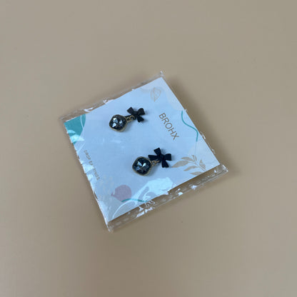 BROHX   Drop earrings, Women's Dainty Black Bow Crystal Dangle Earrings, Black Cubic Zirconia Bow Tie Ribbon Drop Earrings