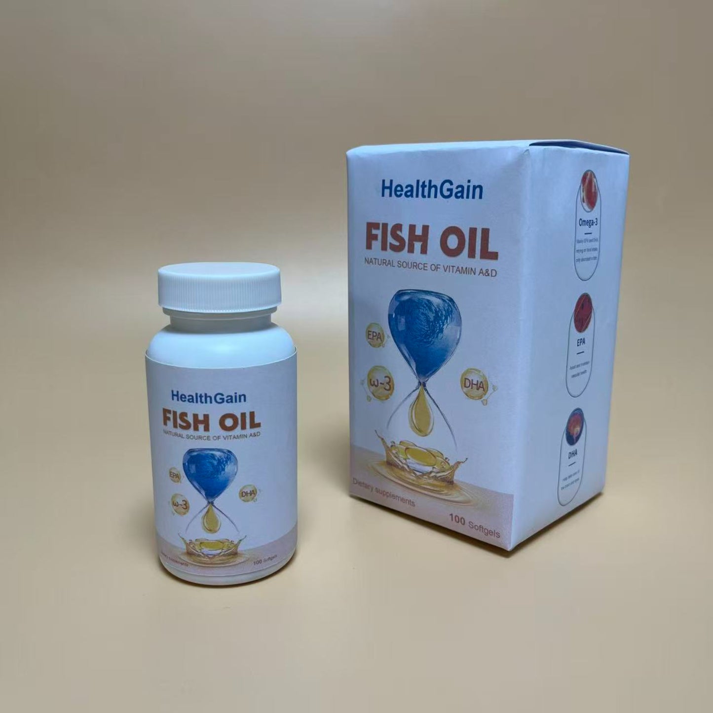 HealthGain  Nutritional supplements ,Fish Oil Omega 3 Supplement, for Healthy Heart Brain Eyes Support