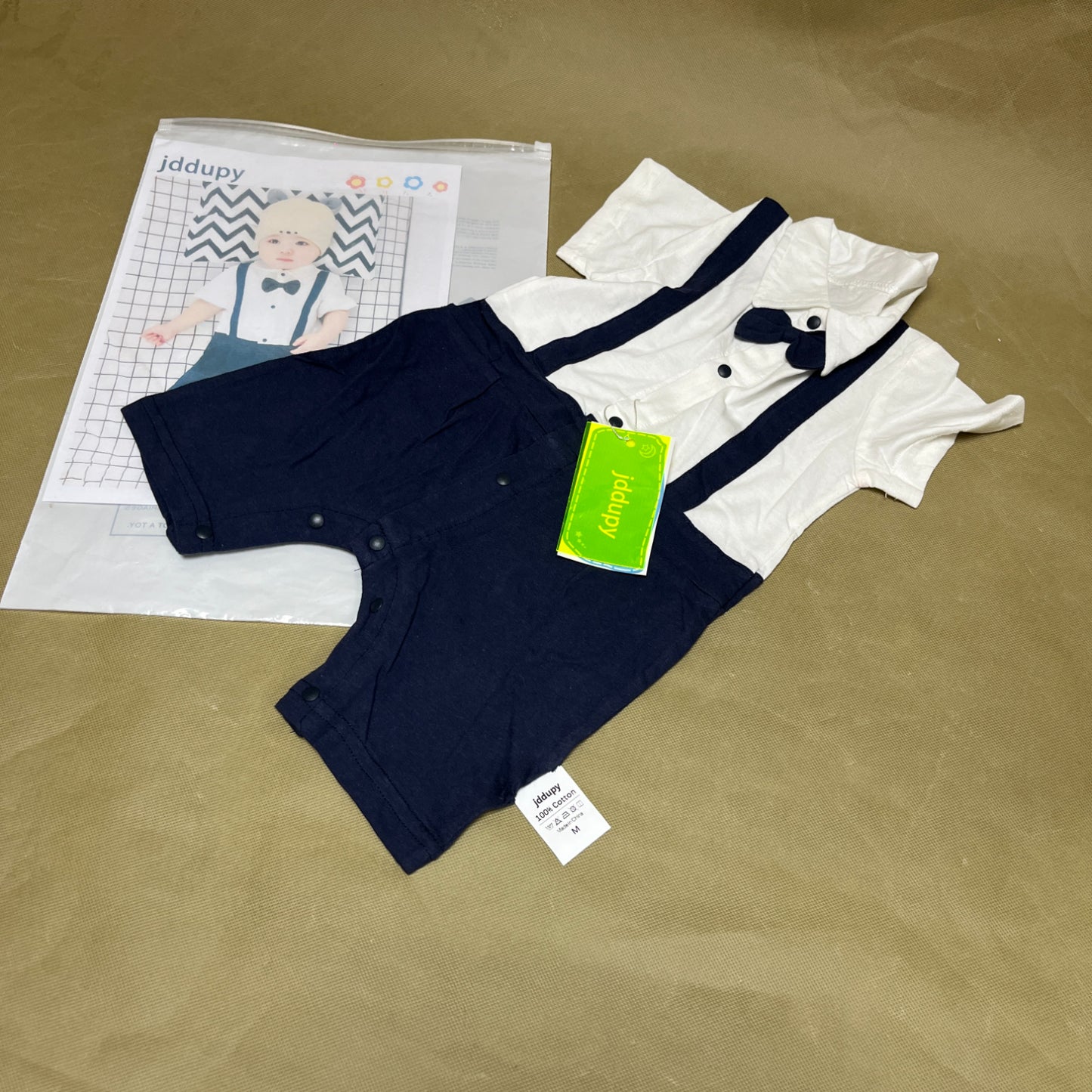 jddupy   Infant wear ,Baby Boy Baptism Christening Outfit Bowtie Dress Shirt Suspenders Shorts