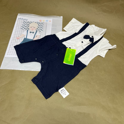 jddupy   Infant wear ,Baby Boy Baptism Christening Outfit Bowtie Dress Shirt Suspenders Shorts