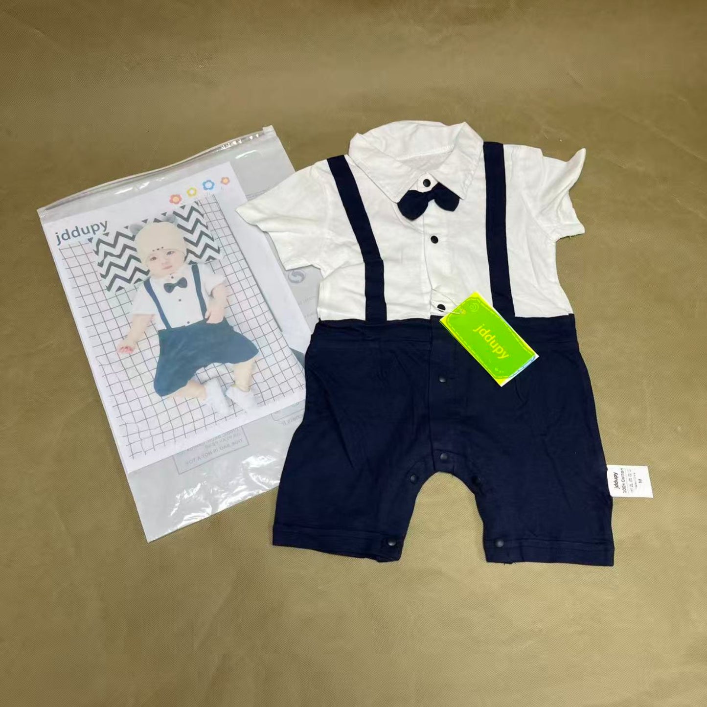 jddupy   Infant wear ,Baby Boy Baptism Christening Outfit Bowtie Dress Shirt Suspenders Shorts