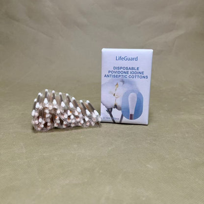 LifeGuard  Antiseptic cotton, Antiseptic Swabsticks, Iodine Solution, Cleansing Cotton Swab, First Aid, Wound Cleaner,