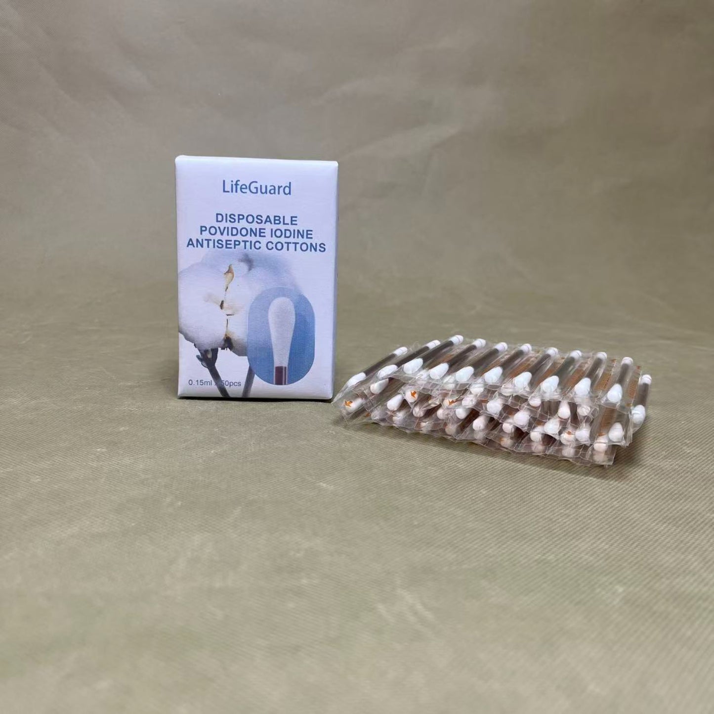 LifeGuard  Antiseptic cotton, Antiseptic Swabsticks, Iodine Solution, Cleansing Cotton Swab, First Aid, Wound Cleaner,