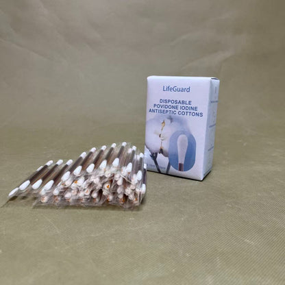 LifeGuard  Antiseptic cotton, Antiseptic Swabsticks, Iodine Solution, Cleansing Cotton Swab, First Aid, Wound Cleaner,