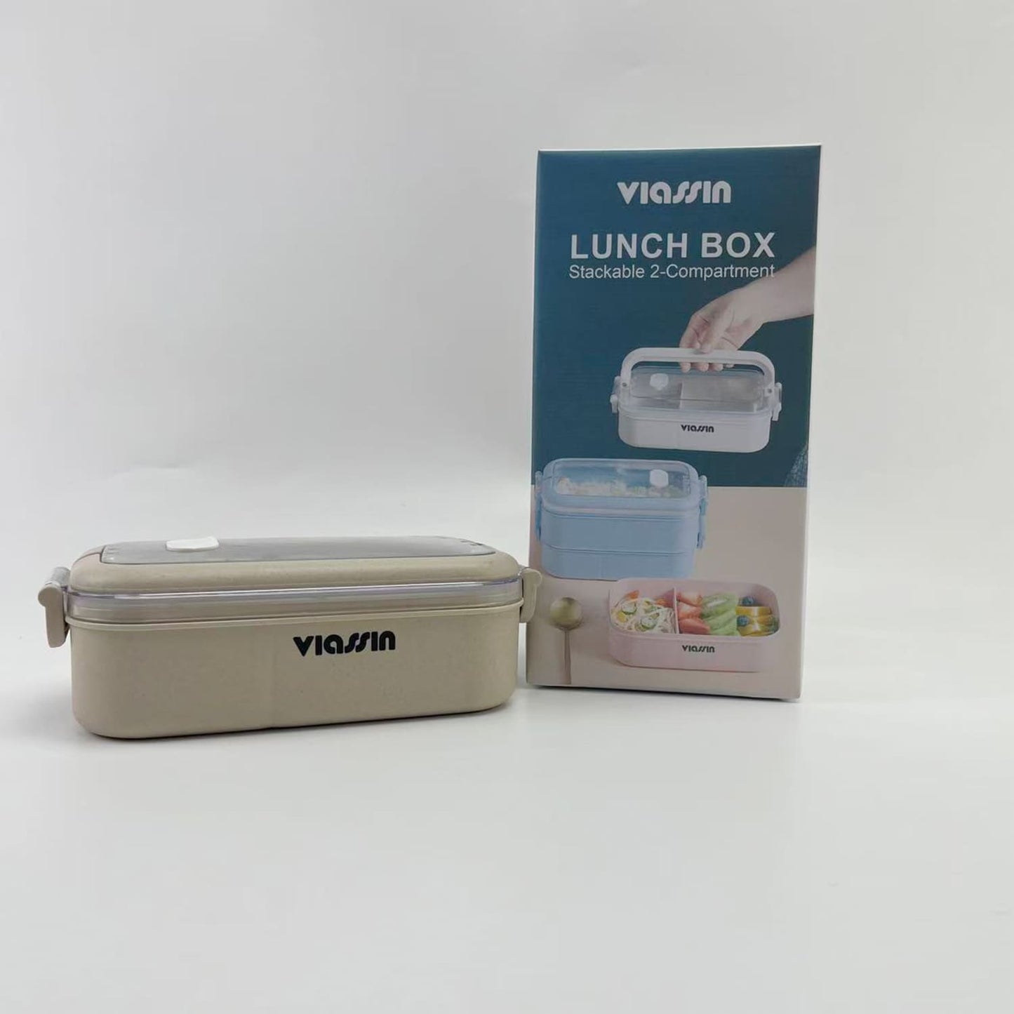 VIASSIN  lunch boxes,2-Compartment Lunch Containers,  Drop-Proof, Dishwasher Safe