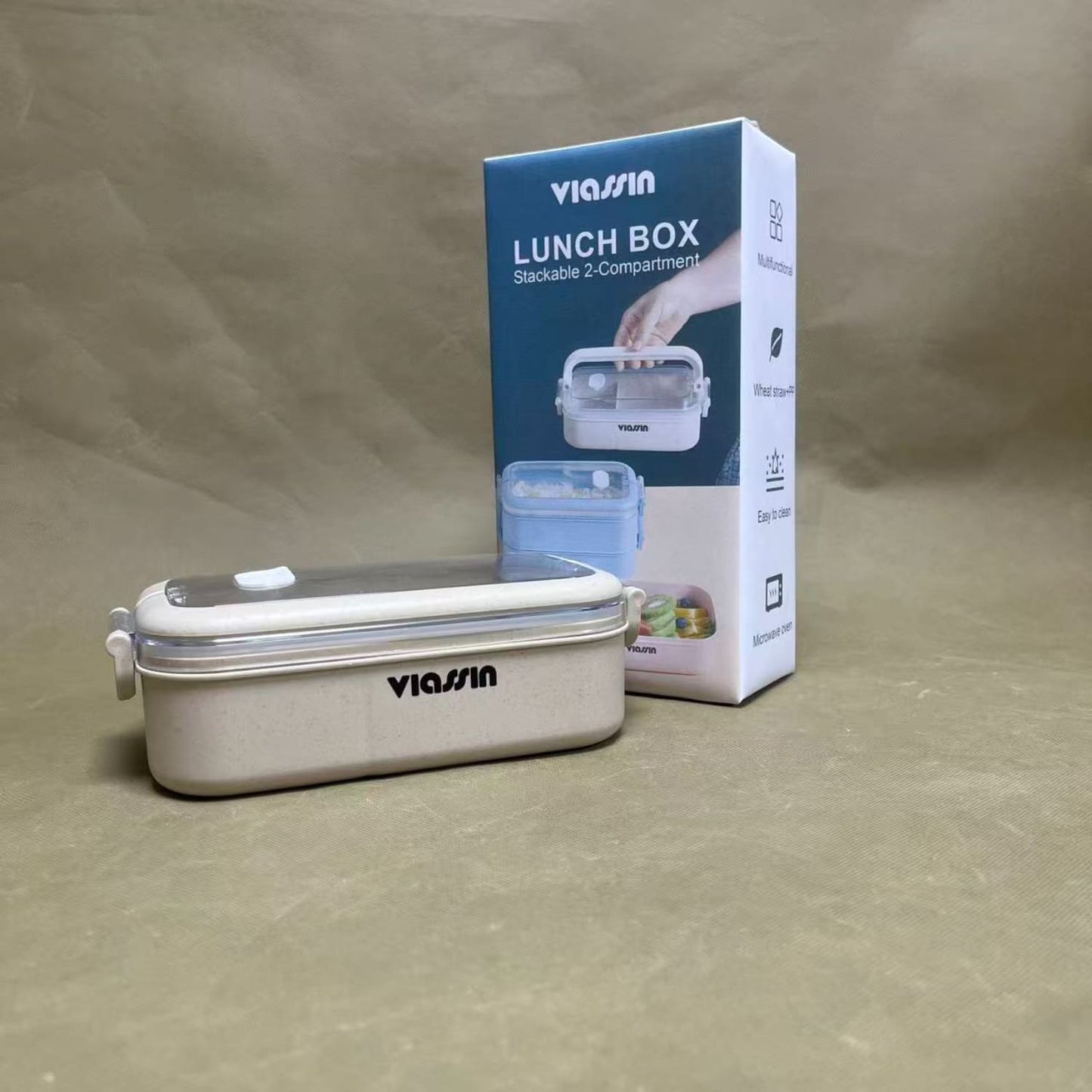 VIASSIN  lunch boxes,2-Compartment Lunch Containers,  Drop-Proof, Dishwasher Safe