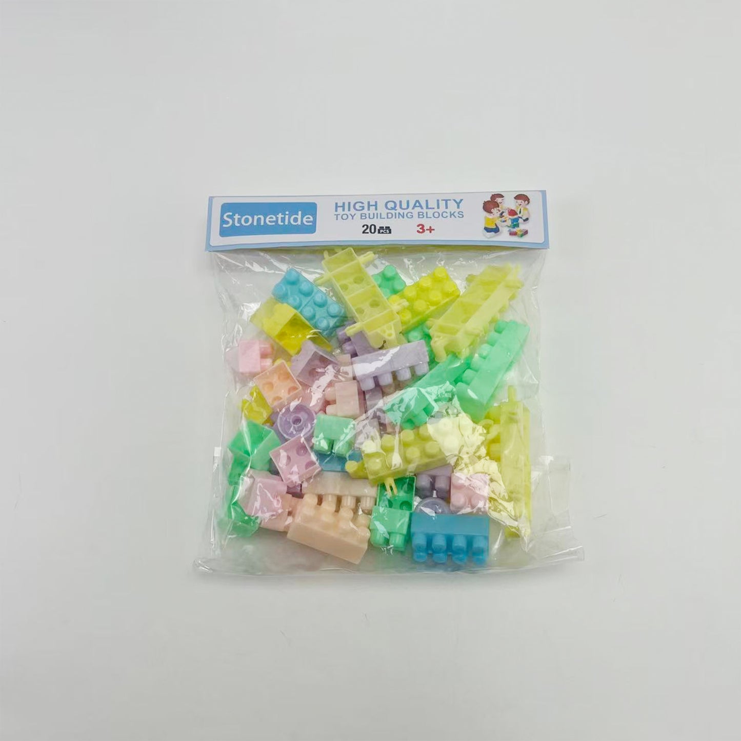 Stonetide  Toy building blocks,Deluxe Building Bag with 150 Pieces and Storage, Creative Open-Ended Play, Blue, Ages 1+ Years