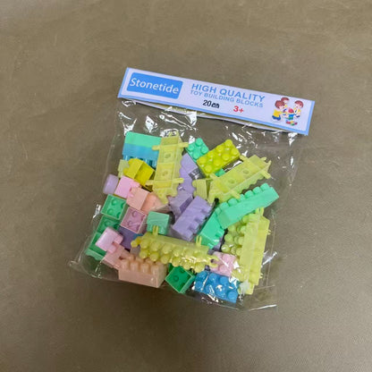 Stonetide  Toy building blocks,Deluxe Building Bag with 150 Pieces and Storage, Creative Open-Ended Play, Blue, Ages 1+ Years