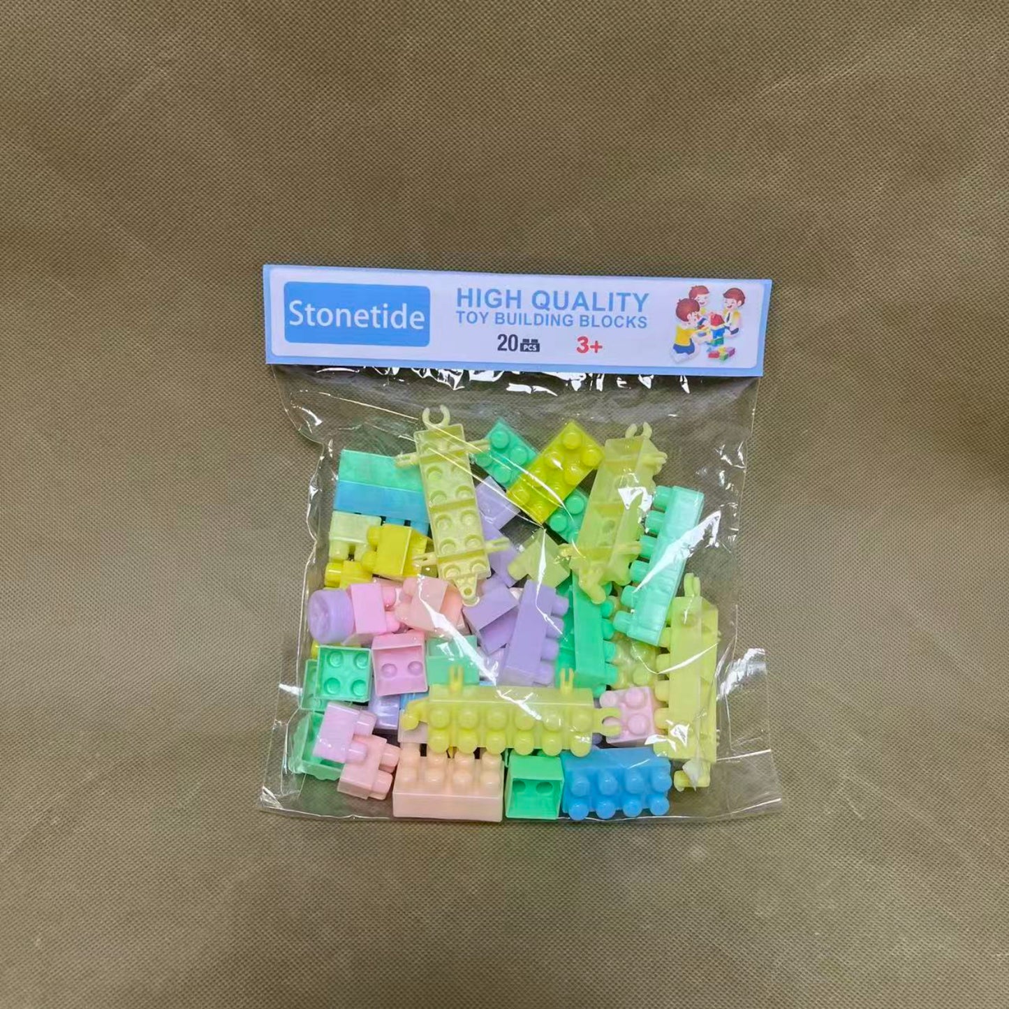 Stonetide  Toy building blocks,Deluxe Building Bag with 150 Pieces and Storage, Creative Open-Ended Play, Blue, Ages 1+ Years