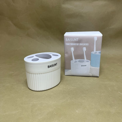 BAISUNT   Toothbrush holders ,Toothbrush Holder for Bathroom,Compact Toothbrush Holder Bathroom Storage , White