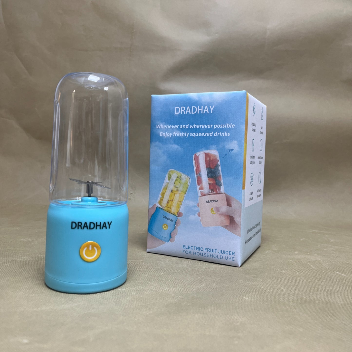 DRADHAY  Electric Fruit Juicer ,Portable and Rechargeable Battery Juice Blender,  USB Rechargeable, Mini Juicer