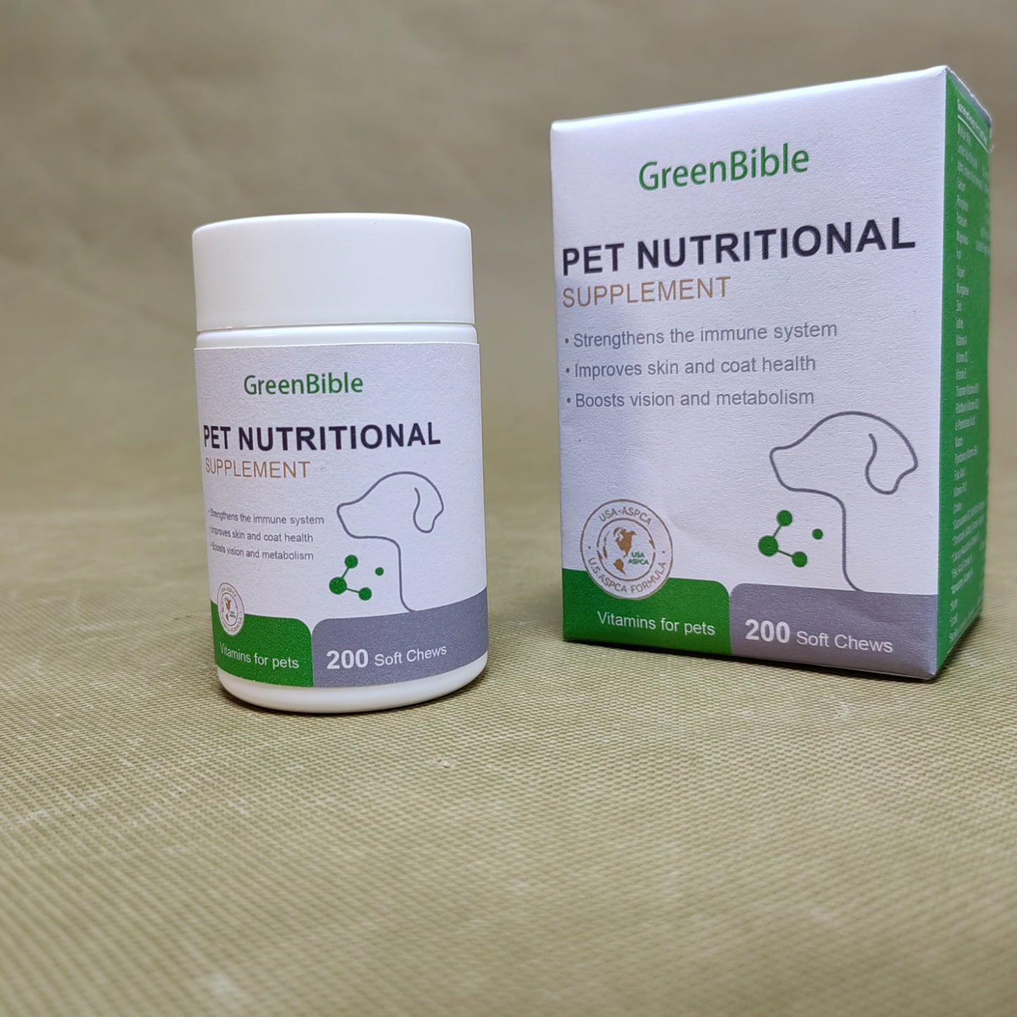 GreenBible  Vitamins for pets ,Dogs Multivitamin Chewable ,for Dogs Skin Coat Heart Brain Eyes Immune Support