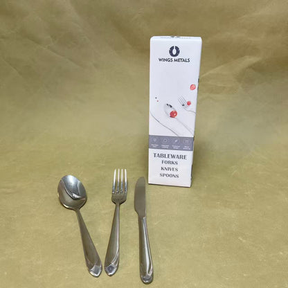 WINGS METALS   Tableware,3-Piece Silverware Set Stainless Steel Flatware Set Service , Knives Forks Spoons Cutlery Utensil for Home Kitchen