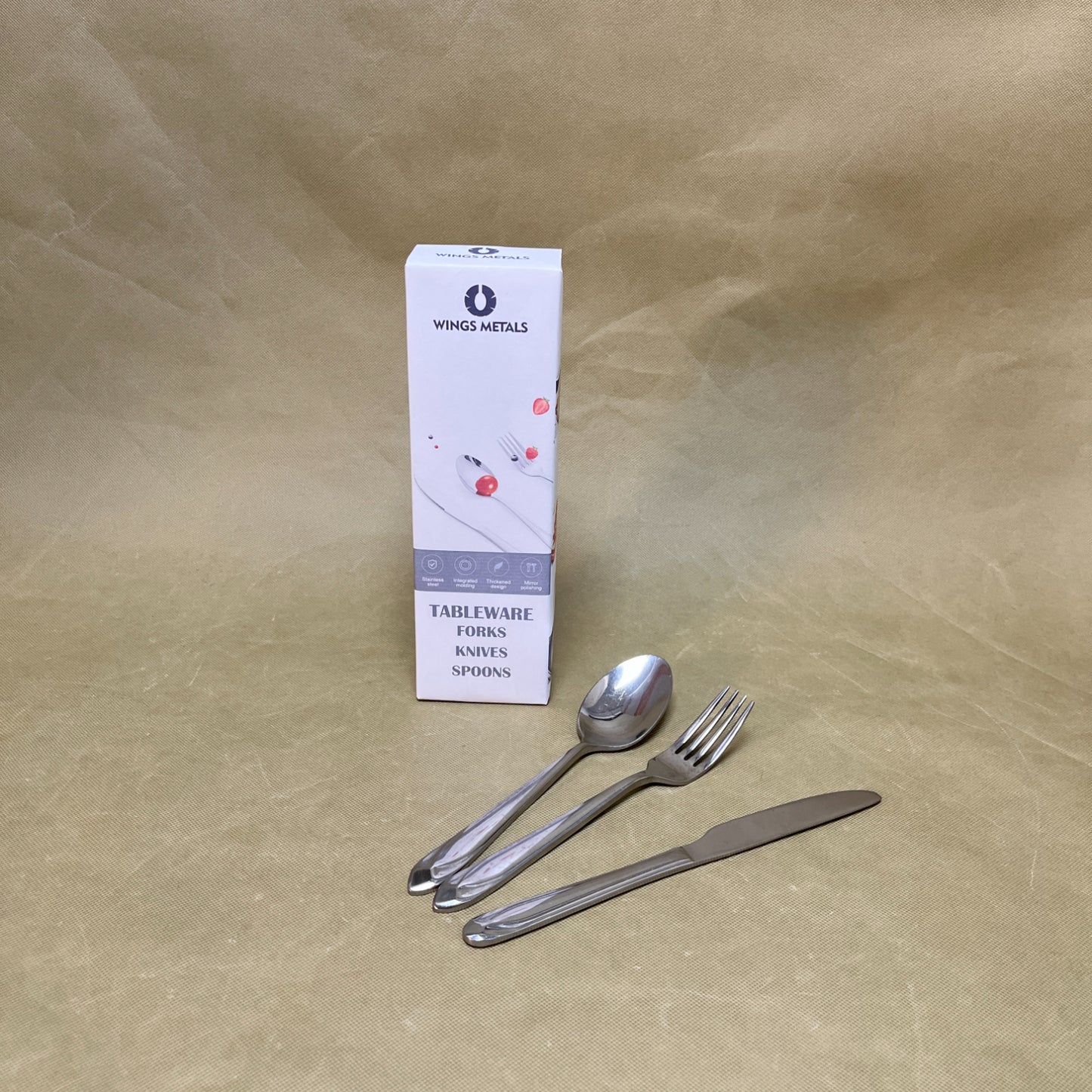 WINGS METALS   Tableware,3-Piece Silverware Set Stainless Steel Flatware Set Service , Knives Forks Spoons Cutlery Utensil for Home Kitchen