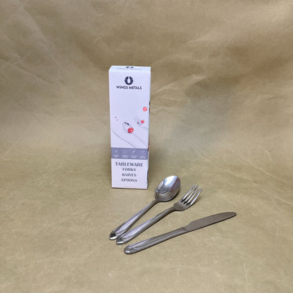 WINGS METALS   Tableware,3-Piece Silverware Set Stainless Steel Flatware Set Service , Knives Forks Spoons Cutlery Utensil for Home Kitchen
