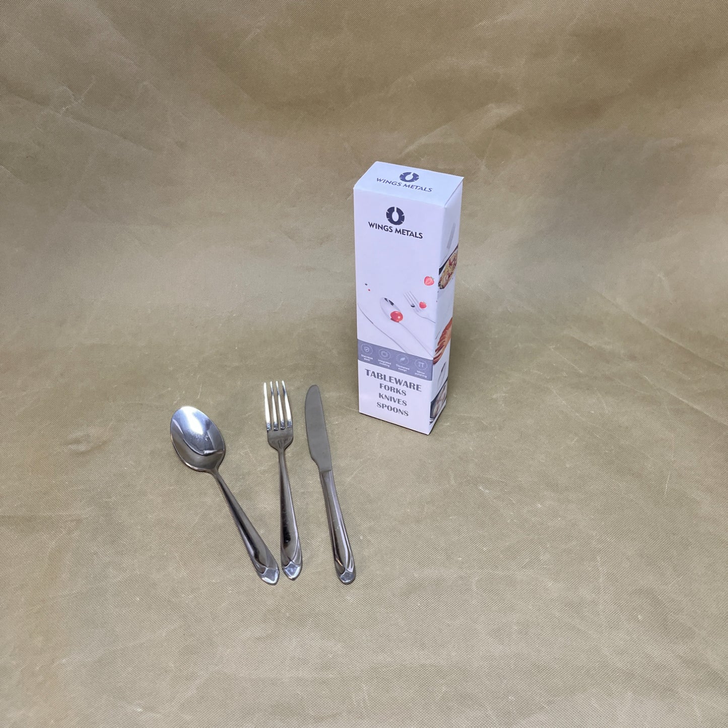 WINGS METALS   Tableware,3-Piece Silverware Set Stainless Steel Flatware Set Service , Knives Forks Spoons Cutlery Utensil for Home Kitchen