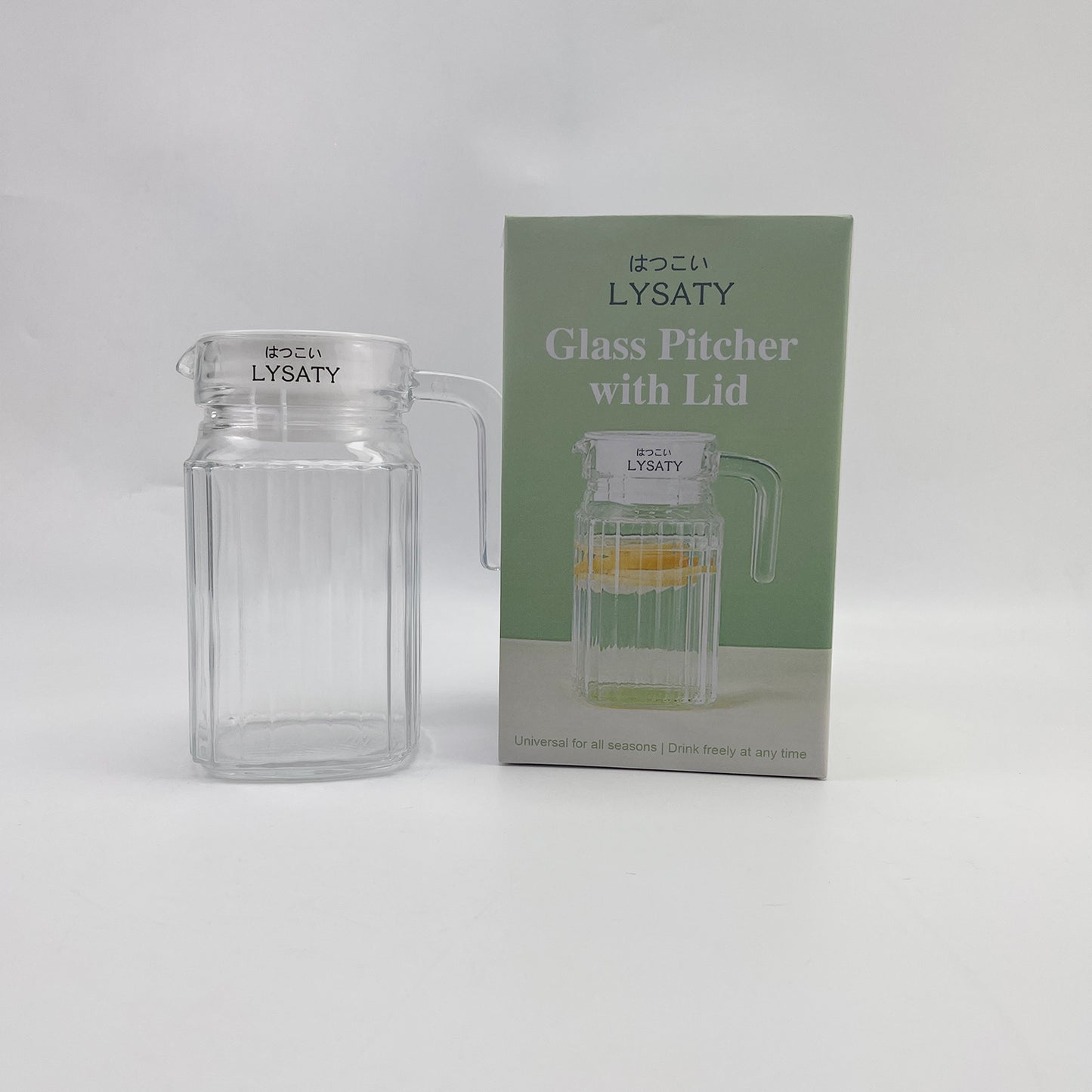 はつこい LYSATY  pitchers ,Glass Pitcher with Lid, Glass Water Pitcher for Fridge,for Iced Tea, Coffee, Juice