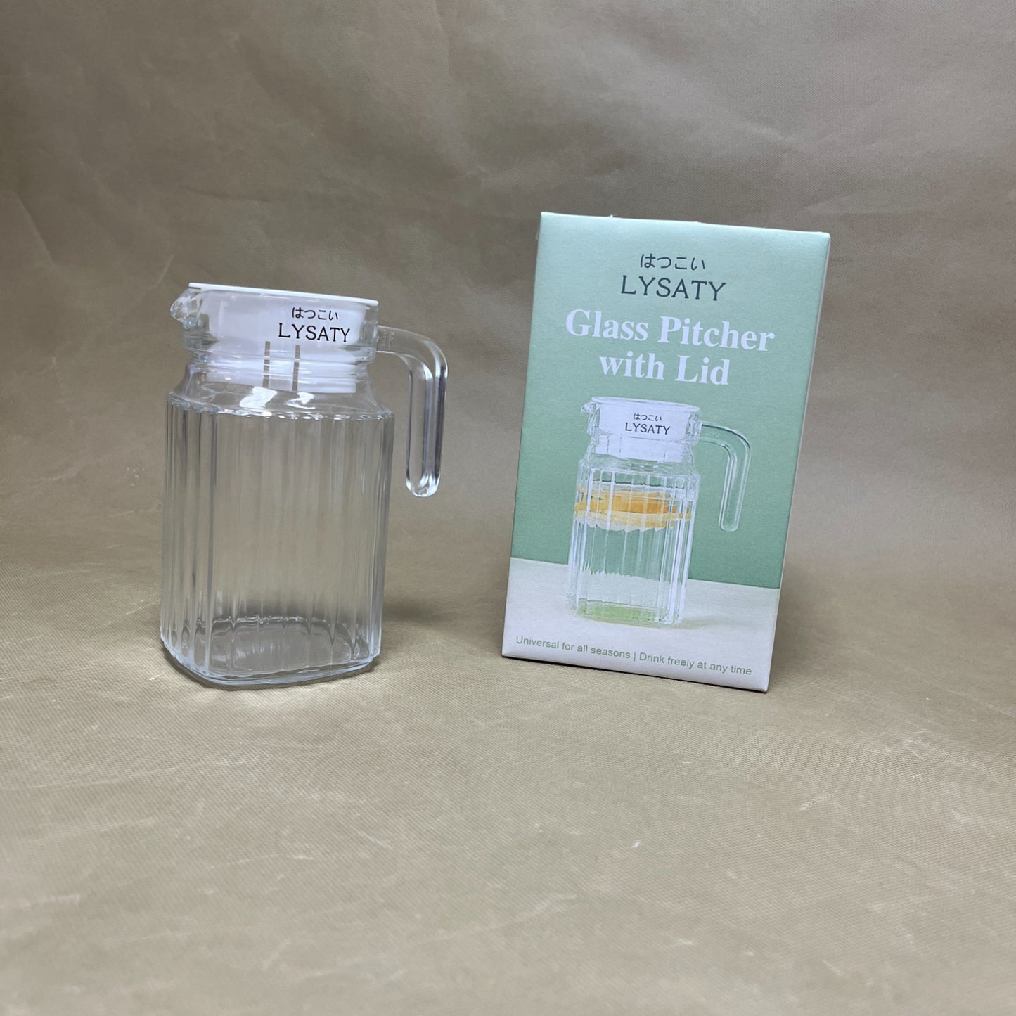 はつこい LYSATY  pitchers ,Glass Pitcher with Lid, Glass Water Pitcher for Fridge,for Iced Tea, Coffee, Juice