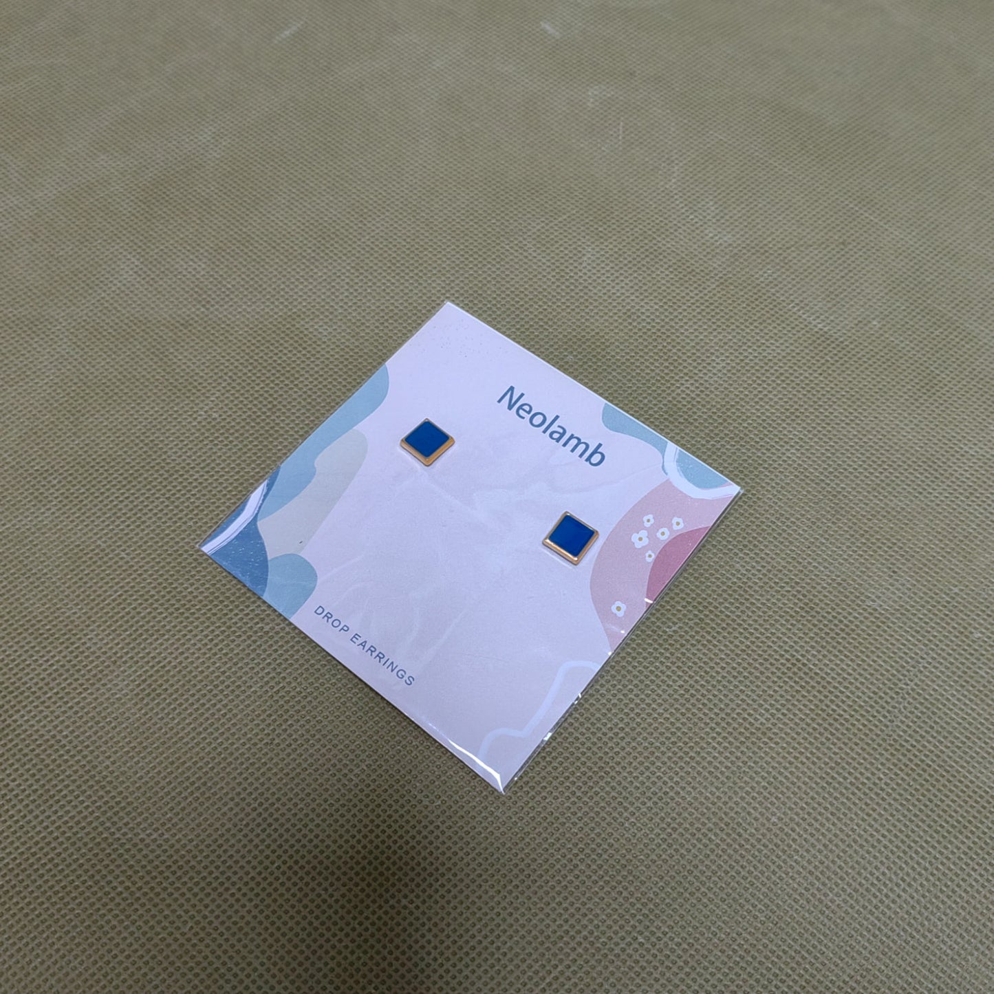 Neolamb Drop earrings,Square Stud Earrings ,Sterling Silver Studs,Everyday Earrings