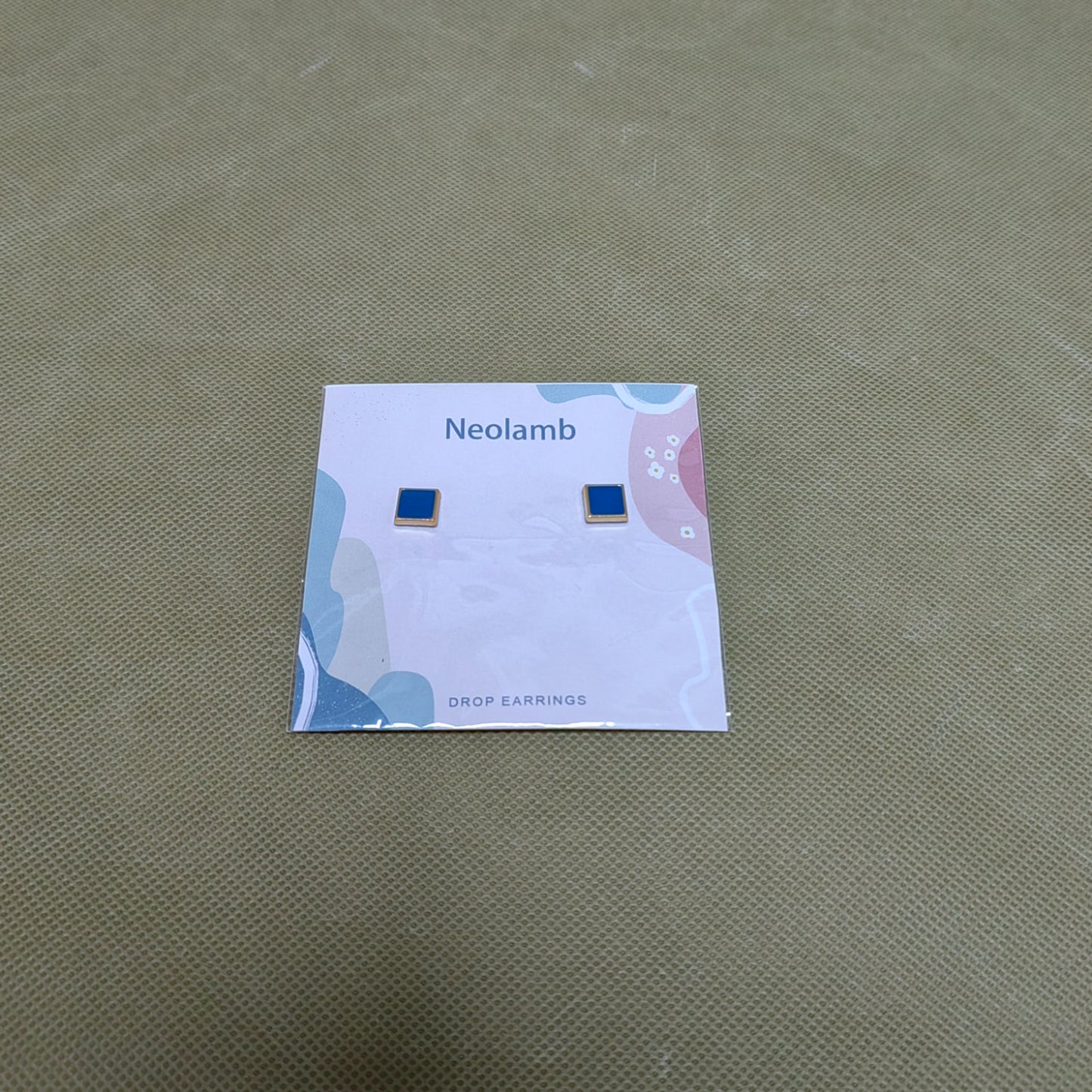 Neolamb Drop earrings,Square Stud Earrings ,Sterling Silver Studs,Everyday Earrings
