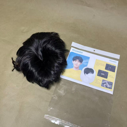 BEGINHER  Toupees,Men Short Toppers Hairpiece with toupee tape,Clips in Hair Extensions for Covering White Loss Hair