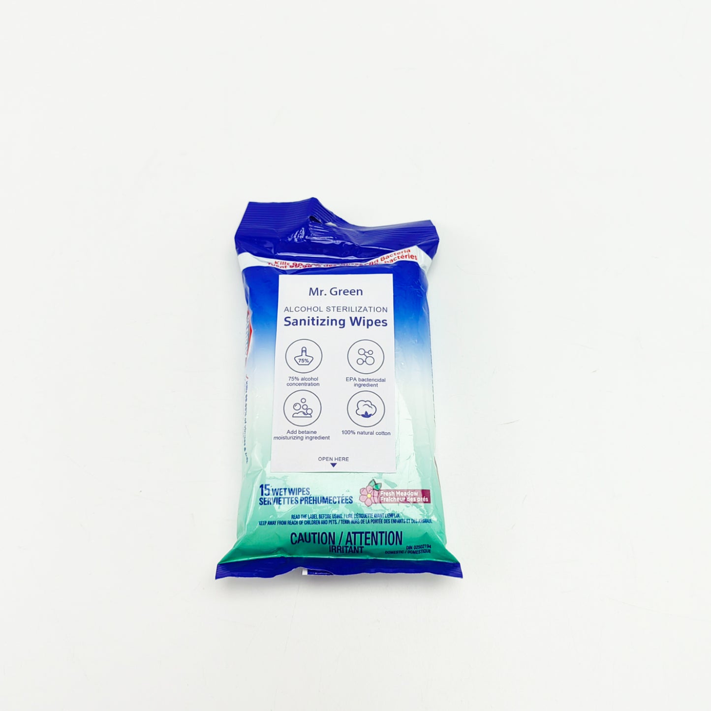 Mr. Green  Sanitizing wipes,Hypoallergenic and Moisturizing Aloe, Kills 99% of Germs,for Kids and Adults