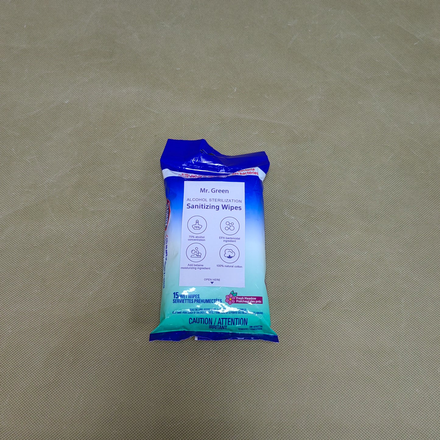 Mr. Green  Sanitizing wipes,Hypoallergenic and Moisturizing Aloe, Kills 99% of Germs,for Kids and Adults