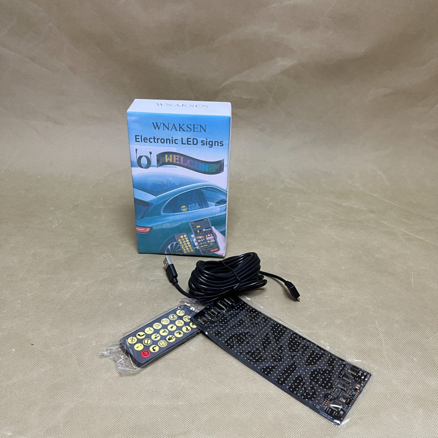 WNAKSEN   Electronic LED signs ,Custom Text Pattern Animation Scrolling Display for Car, Store, Party