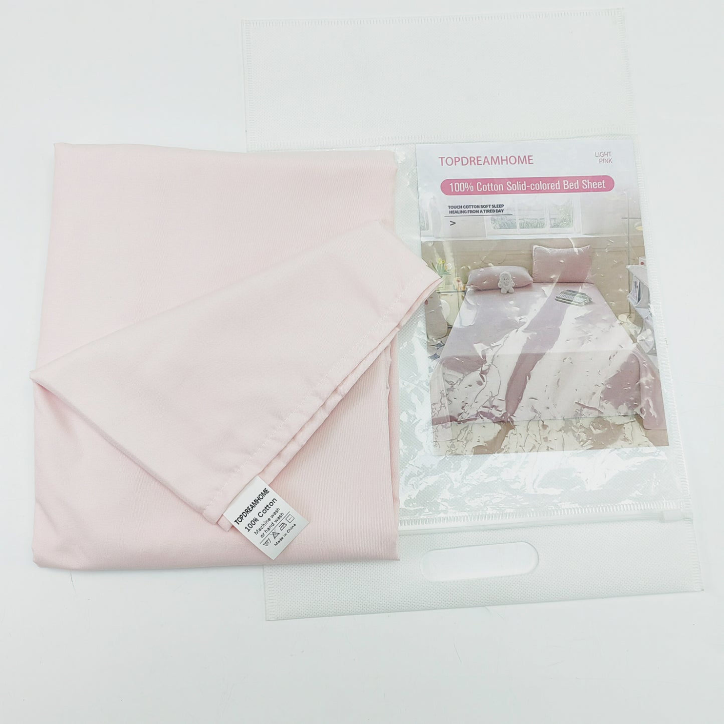 TOPDREAMHOME  Bed sheets  ,Natural 100% Cotton Sheets , Soft Sateen Weave, Breathable and Durable Bedding,Pink