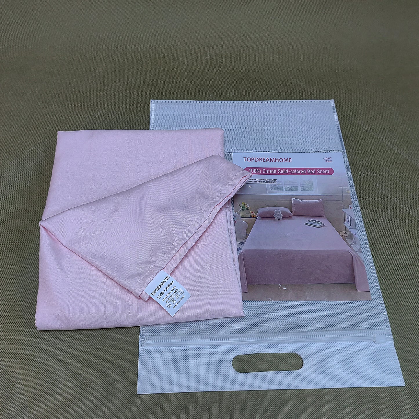 TOPDREAMHOME  Bed sheets  ,Natural 100% Cotton Sheets , Soft Sateen Weave, Breathable and Durable Bedding,Pink