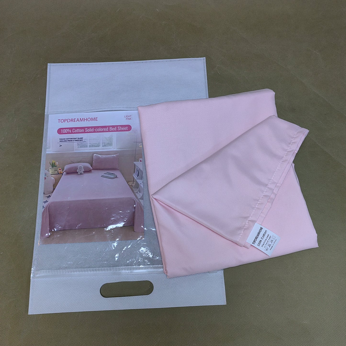 TOPDREAMHOME  Bed sheets  ,Natural 100% Cotton Sheets , Soft Sateen Weave, Breathable and Durable Bedding,Pink