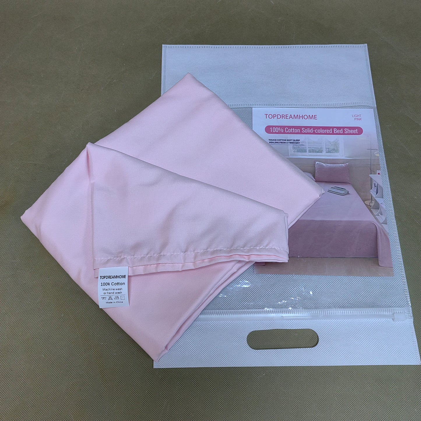 TOPDREAMHOME  Bed sheets  ,Natural 100% Cotton Sheets , Soft Sateen Weave, Breathable and Durable Bedding,Pink
